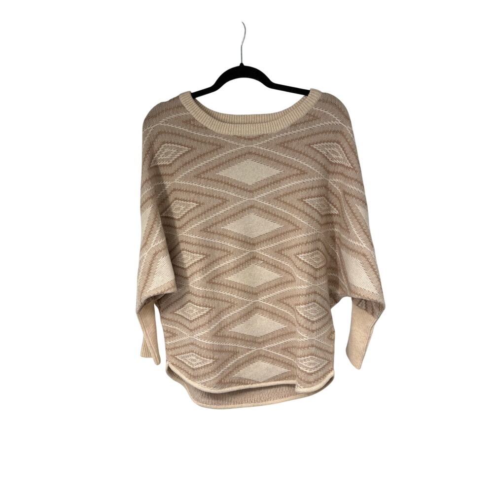 Kerisma Tan Beige Dolman Sleeve Sweater Womens S M Diamond Aztec Print